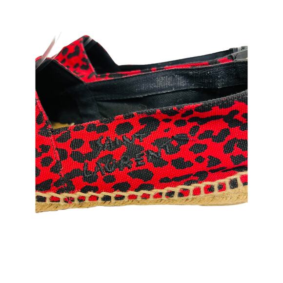 SAINT LAURENT Red Leopard Canvas Print Embroidered Accent Espadrilles 37 US 7 - Picture 5 of 10